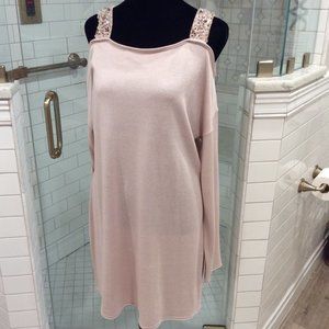 NWT Soft Surroundings cold shoulder crystal straps sweater tunic or short dress